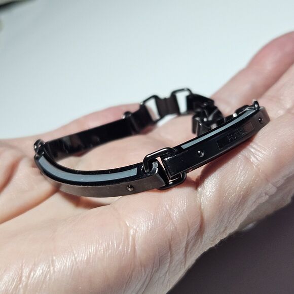 *Sale* Fossil Black Steel Link Bracelet 8" Unisex - Picture 3 of 16